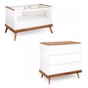 Ver imagem 1 de Quarto Bebê Completo Retrô Berço E Cômoda Pé Palito Branco