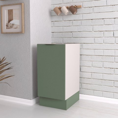 Balcão 1 Porta 40cm sem Tampo com Rodapé Puxador 150mm Ipanema CabeCasa MadeiraOriginals Verde/Folha/Branco