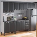 Ver imagem 2 de Cozinha Modulada Compacta em Aço 4 Peças 12 Portas 2 Gavetas Paneleiro Forno New Premium Itatiaia