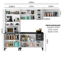 Ver imagem 4 de Cozinha Modulada Compacta em Aço 4 Peças 12 Portas 2 Gavetas Paneleiro Forno New Premium Itatiaia