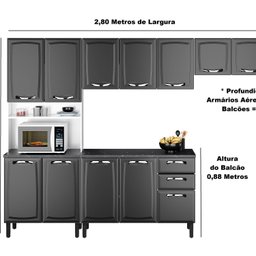Cozinha Compacta em Aço 4 Peças 12 Portas 2 Gavetas Paneleiro Nicho Forno em Aço New Premium Itatiai - 4