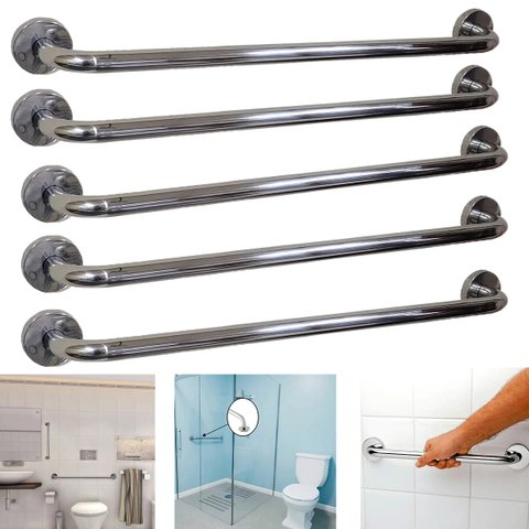Barra Alça Apoio 50cm Suporte Anti Queda Acidentes Kit 5 Uni Idoso Gestante Cadeirante Acessibilidad