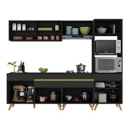 Cozinha Completa 5 Peças com Armário e Balcão Mp3715 Veneza Gb Preta - 6