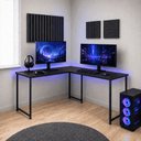 Ver imagem 2 de Mesa em L sem Prateleira Orion em MDF Estilo Industrial Klm Store