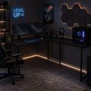 Ver imagem 2 de Mesa em L sem Prateleira Orion em MDF Estilo Industrial Klm Store