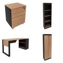 Ver imagem 2 de Kit 4 Peças com Escrivaninha, Gaveteiro, Armário e Estante