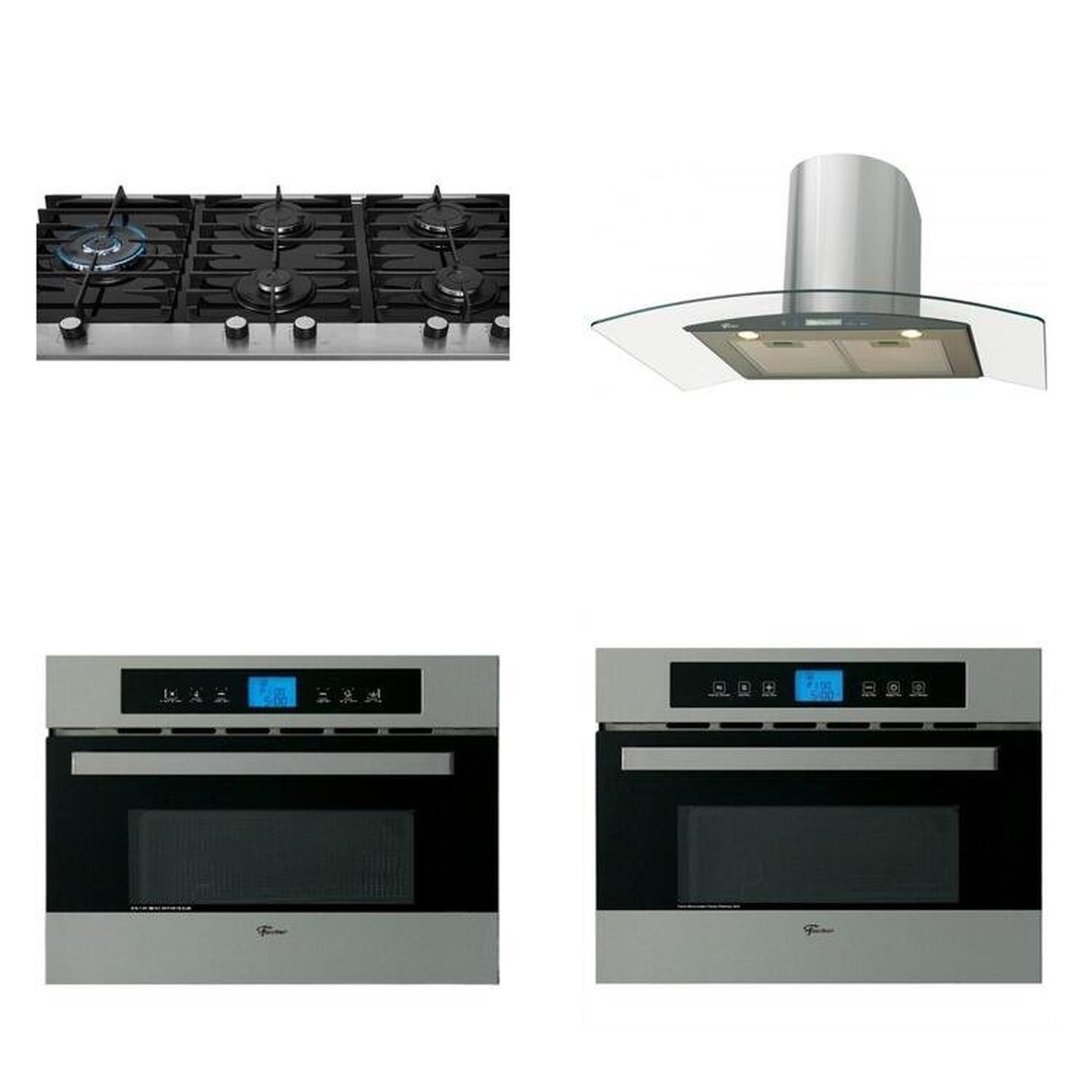 Conjunto de Embutir Fischer com Cooktop 5 Bocas + Micro-ondas 35l + Forno Elétrico 43l + Coifa Parede 90cm 127v Linha Platinium