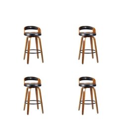 Kit 4 Banquetas para Cozinha Altas Giratórias Madeira Roma Rivatti - 1