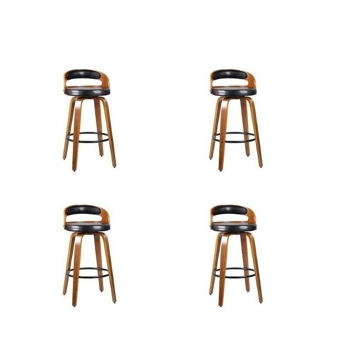 Kit 4 Banquetas para Cozinha Altas Giratórias Madeira Roma Rivatti