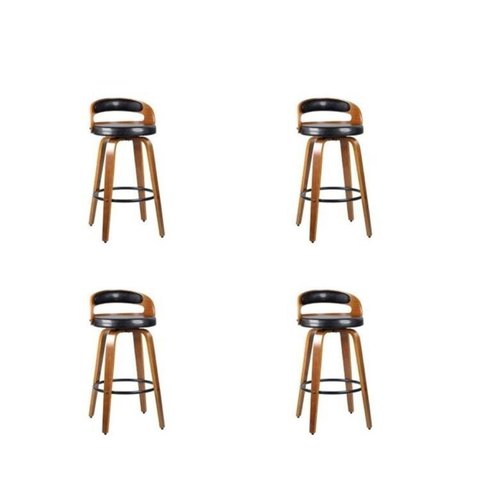 Kit 4 Banquetas para Cozinha Altas Giratórias Madeira Roma Rivatti Preto/Marrom