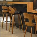Ver mais imagens de Kit 4 Banquetas para Cozinha Altas Giratórias Madeira Roma Rivatti Preto/Marrom
