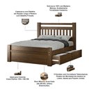 Ver imagem 6 de Cama Casal Queen Madeira Maciça com 2 Gavetas 160cm Escócia B07 Castanho - Lyam Decor