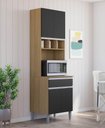 Ver imagem 1 de Paneleiro Torre Quente Andréia 60cm com 4 Portas 1 Gaveta Amêndoa Preto - Ajl