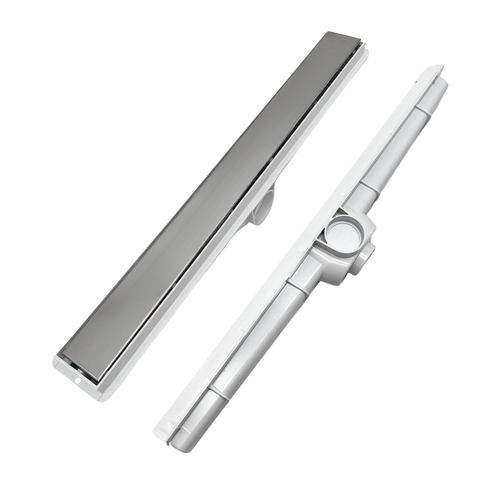 Ralo Linear Oculto 5cm X 50cm Inox com Tela e Cocho Branco