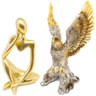 Kit Estátua Pensador Figura Abstrata Decoração + Águia Enfeite Mesa Decorativo Moderno Objeto Resina - 1