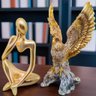 Kit Estátua Pensador Figura Abstrata Decoração + Águia Enfeite Mesa Decorativo Moderno Objeto Resina - 2