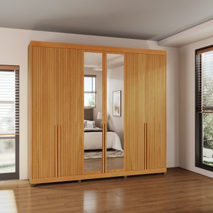 Guarda-Roupa 6 Portas de Giro Puxador 100% Mdf Newton