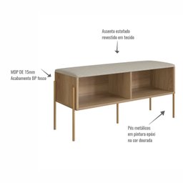 Sapateira Banco Estofada 93cm Pé Metal Oslo - 5