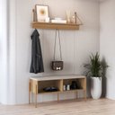 Ver imagem 7 de Sapateira Banco Estofada 93cm Pé Metal Oslo Bege/Hanover/Dourado