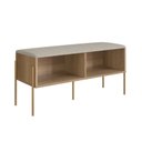 Ver imagem 4 de Sapateira Banco Estofada 93cm Pé Metal Oslo Bege/Hanover/Dourado