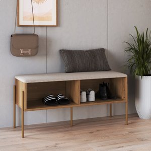 Sapateira Banco Estofada 93cm Pé Metal Oslo