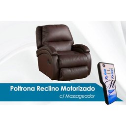 Poltrona Reclinável p/ Sala Divino Urbany Zero Wall c/ Vibro Massagem Giro e Balanço Courano Marrom  - 1