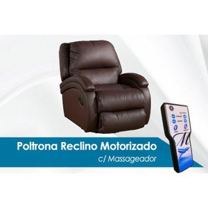Poltrona Reclinável p/ Sala Divino Urbany Zero Wall c/ Vibro Massagem Giro e Balanço Courano Marrom 
