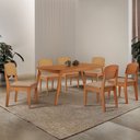 Ver imagem 1 de Mesa de Jantar Copper 180cm Tampo Canto Copo Mdf Laminado com 6 Cadeiras Copper Premium Moderna Mobí