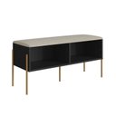 Ver imagem 2 de Sapateira Banco Estofada 93cm Pé Metal Oslo Preto/Nero/Dourado