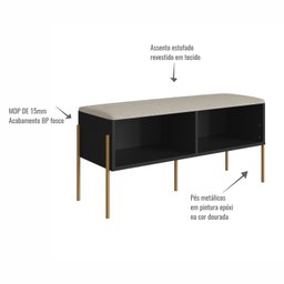 Sapateira Banco Estofada 93cm Pé Metal Oslo - 4