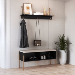 Sapateira Banco Estofada 93cm Pé Metal Oslo - 6