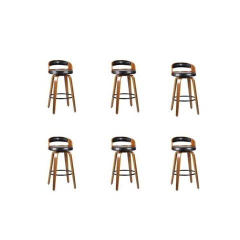 Kit 6 Banquetas para Cozinha Altas Giratórias Madeira Roma Rivatti Preto/Marrom