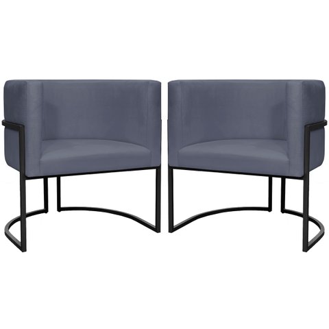Kit 2 Poltronas Luna Decorativa Suede Cores Base Ferro Preto