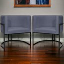 Ver imagem 2 de Kit 2 Poltronas Luna Decorativa Suede Cores Base Ferro Preto
