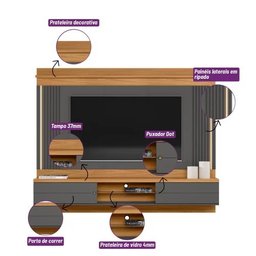 Painel Home 2,00 Linea Barcelona + Kit Fita Led Nature / Chumbo Linea Brasil - 5
