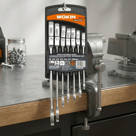 Conjunto De Chaves Combinada com Catraca - Articulada - 7 Peças Wokin Tools