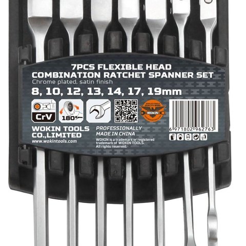 Conjunto De Chaves Combinada com Catraca - Articulada - 7 Peças Wokin Tools