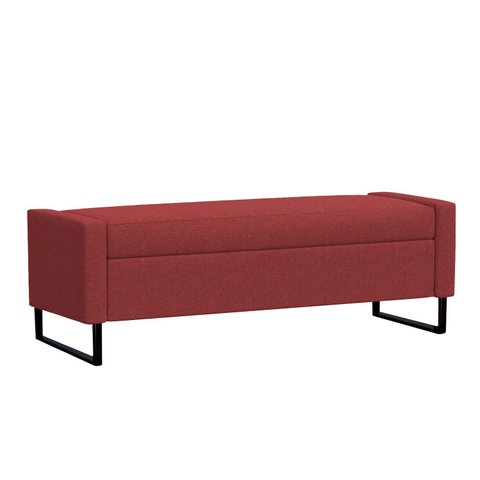 Recamier Bau Londres Base de Metal 1,20m Suede Bordo - Clique Decorações