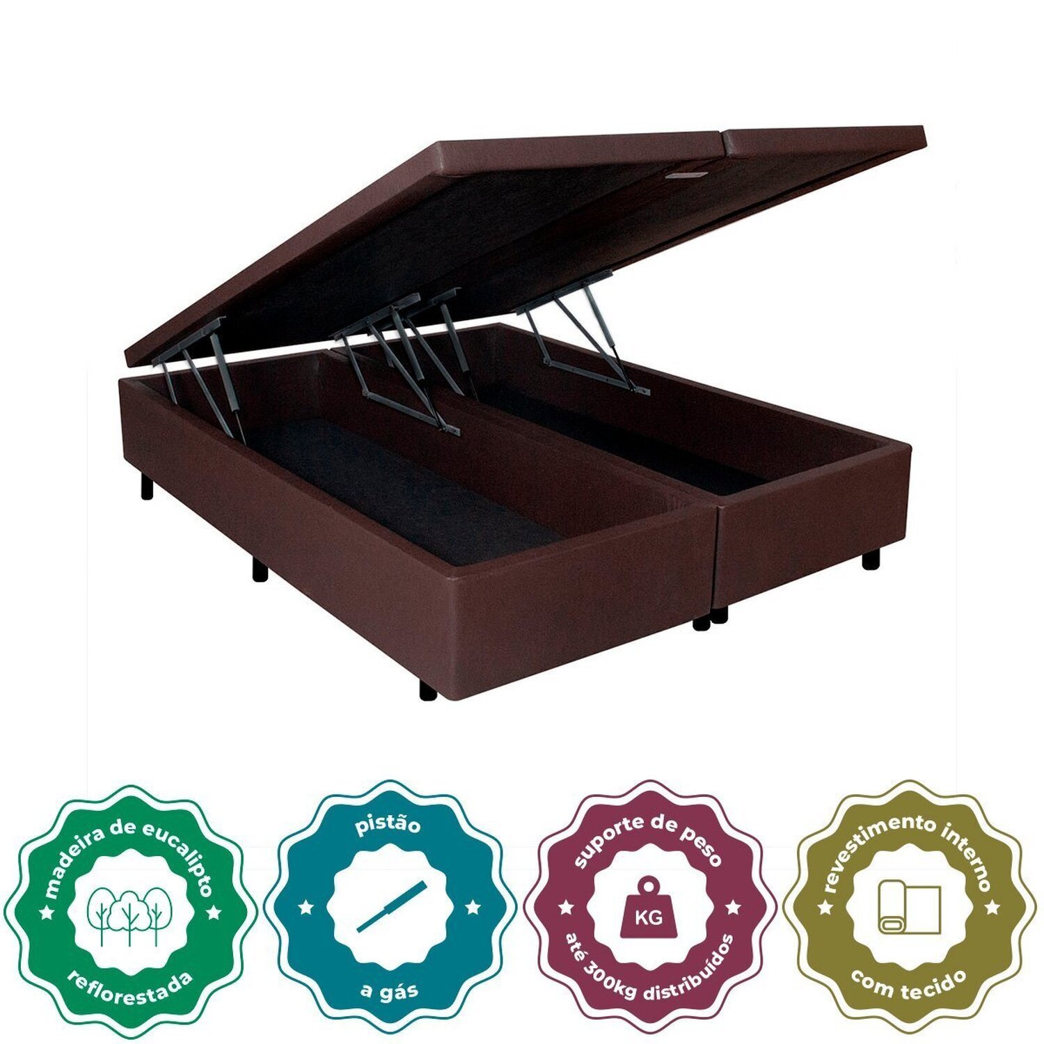 Cama Box Baú King 193x203cm em Courino - 6