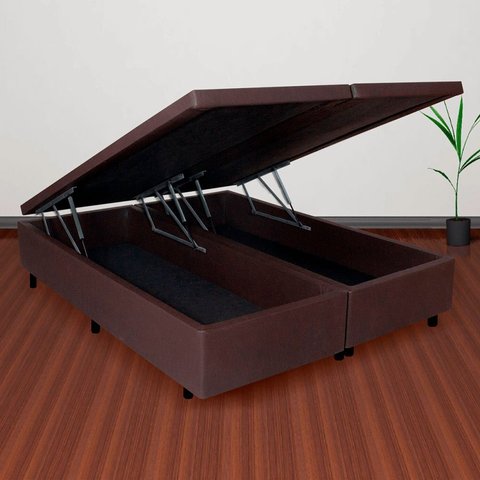 Cama Box Baú King 193x203cm em Courino