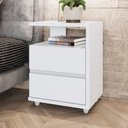 Ver imagem 1 de Mesa de Cabeceira Layla Gold 2 Gavetas Moderno Branco Casa 812
