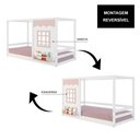 Ver imagem 5 de Cama Montessoriano Casinha Reta com Janela Madeira Maciça Branco/rosa Housin