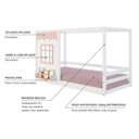 Ver imagem 4 de Cama Montessoriano Casinha Reta com Janela Madeira Maciça Branco/rosa Housin