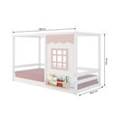 Ver imagem 3 de Cama Montessoriano Casinha Reta com Janela Madeira Maciça Branco/rosa Housin
