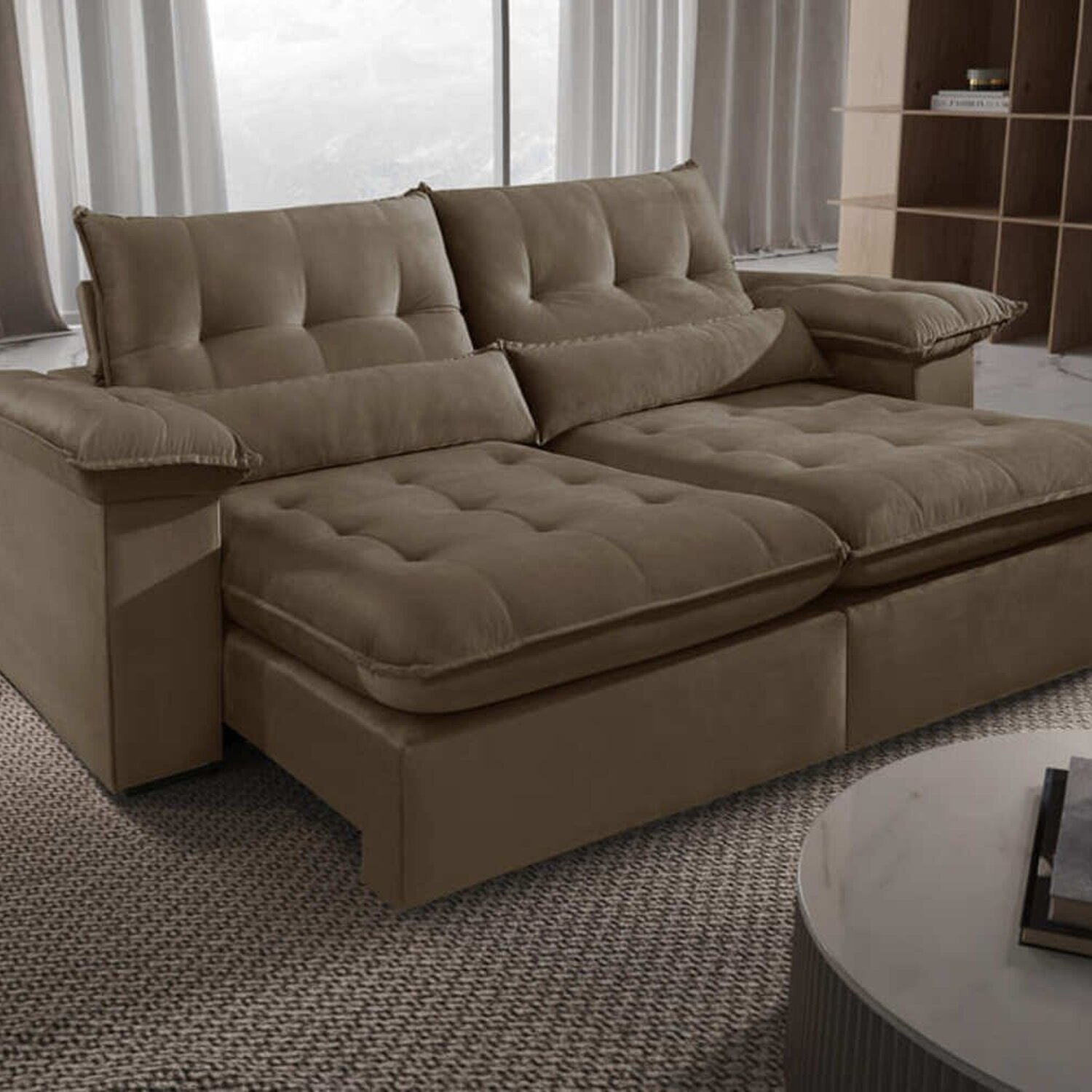 Sofá Retrátil e Reclinável Molas Ensacadas 2 Lugares 230cm Braço 25 Alphaville