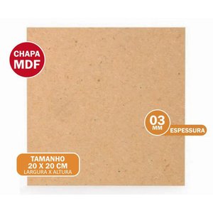 Chapa De Mdf Cru 3mm Placas 20x20 Artesanato 40 Unid. Arte na Arte