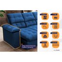 Ver imagem 4 de Sofá Retrátil Reclinável Atenas 2,30m Suede Velut Azul Marinho C/ Molas no Assento - King House