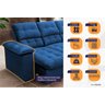 Sofá Retrátil Reclinável Atenas 2,30m Suede Velut Azul Marinho C/ Molas no Assento - King House - 4
