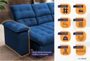 Ver imagem 4 de Sofá Retrátil Reclinável Atenas 2,30m Suede Velut Azul Marinho C/ Molas no Assento - King House