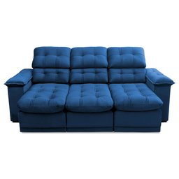 Sofá Retrátil Reclinável Atenas 2,30m Suede Velut Azul Marinho c/ Molas no Assento - King House - 5